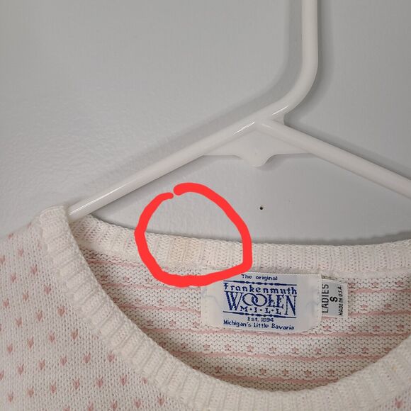 Vintage Frankenmuth Woolen Mill Sweater Small Pink Heart Fair Isle Cottagecore - Picture 11 of 12